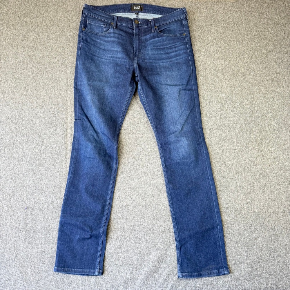 Paige Mens Federal Slim Straight Leg Jeans Dark Wash Blue Size 34X33
